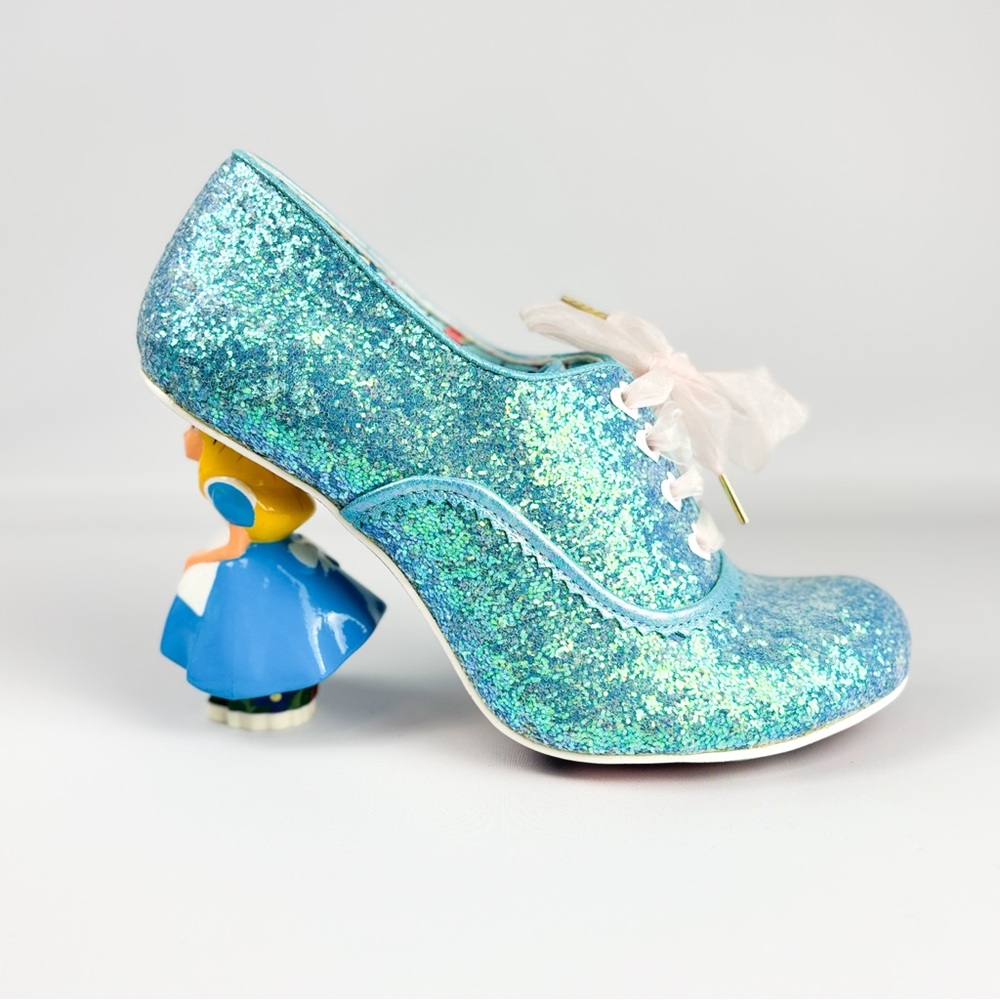 Irregular Choice Alice in Wonderland Blue Glitter Oxfords – Size 39 / UK 6
